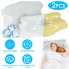 2 Pack Orthopedic Memory Foam Pillows with Cooling Case Neck Support Pillows with Machine Washable Case for Side Back Stomach Sleepers