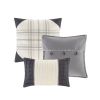 6 Piece Printed Herringbone Quilt Set with Throw Pillows Grey Full/Queen