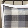 6 Piece Printed Herringbone Quilt Set with Throw Pillows Grey Full/Queen