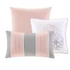 6 Piece Printed Cotton Quilt Set with Throw Pillows Grey/Peach Full/Queen