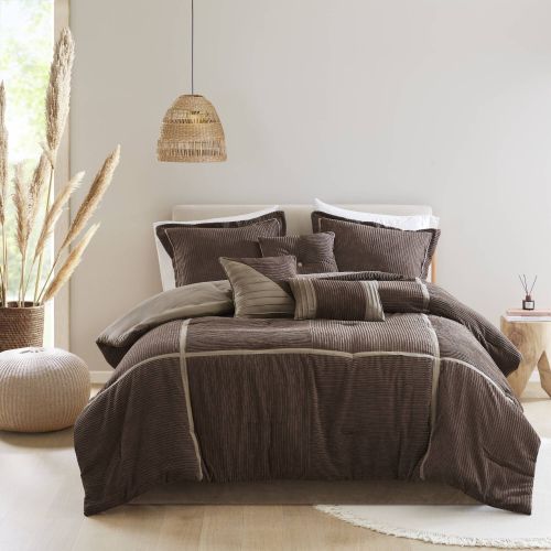 7 Piece Micro Corduroy Comforter Set